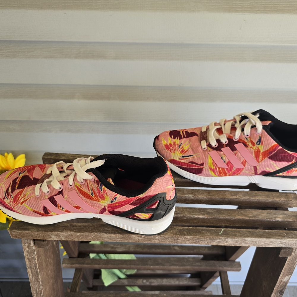 Adidas ZX Flux Print Mens Size 7 Pink White Athletic Running Shoes Sneakers - Picture 4 of 16